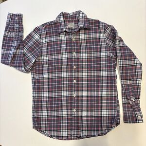 Tailored By J Crew Long Sleeve Button Up Mens Plaid 100% Cotton Small Classic